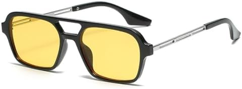 

Солнцезащитные очки квадратной формы 2027 года для женщин и мужчин в стиле панк, маленькая оправа, желтые, ретро, ​​женские, с двойной защитой от УФ-излучения UV400 MTZJH, Yellow