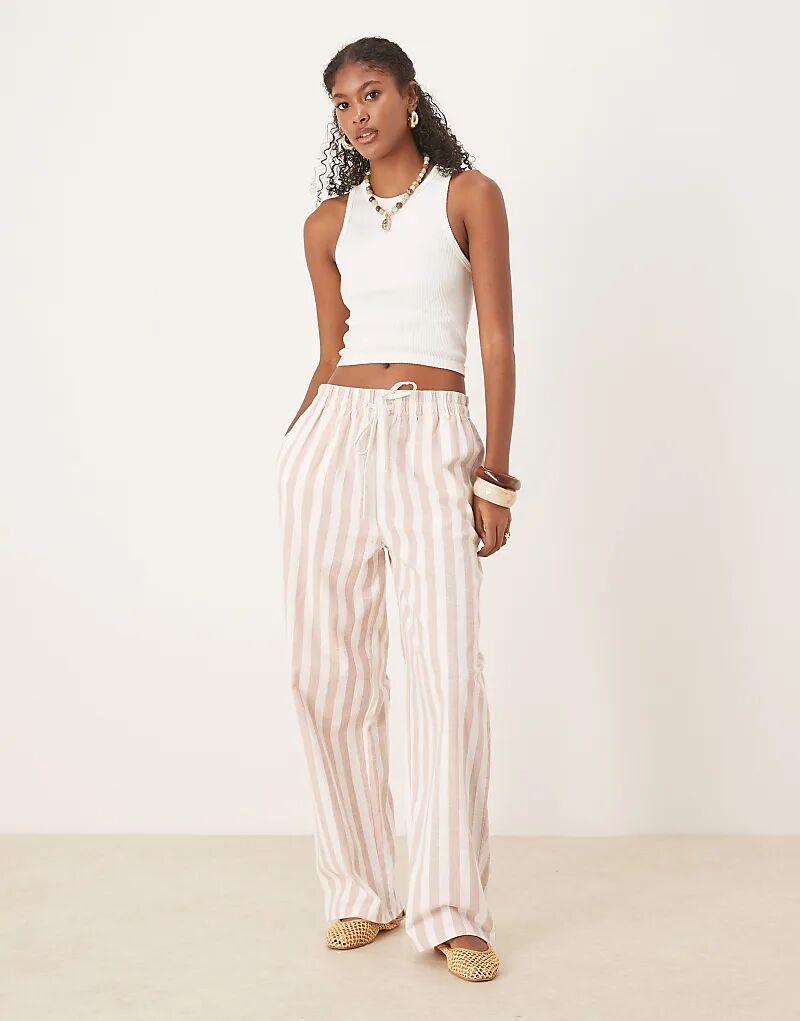 

Зауженные брюки ASOS DESIGN из льняного материала с полосками норки
