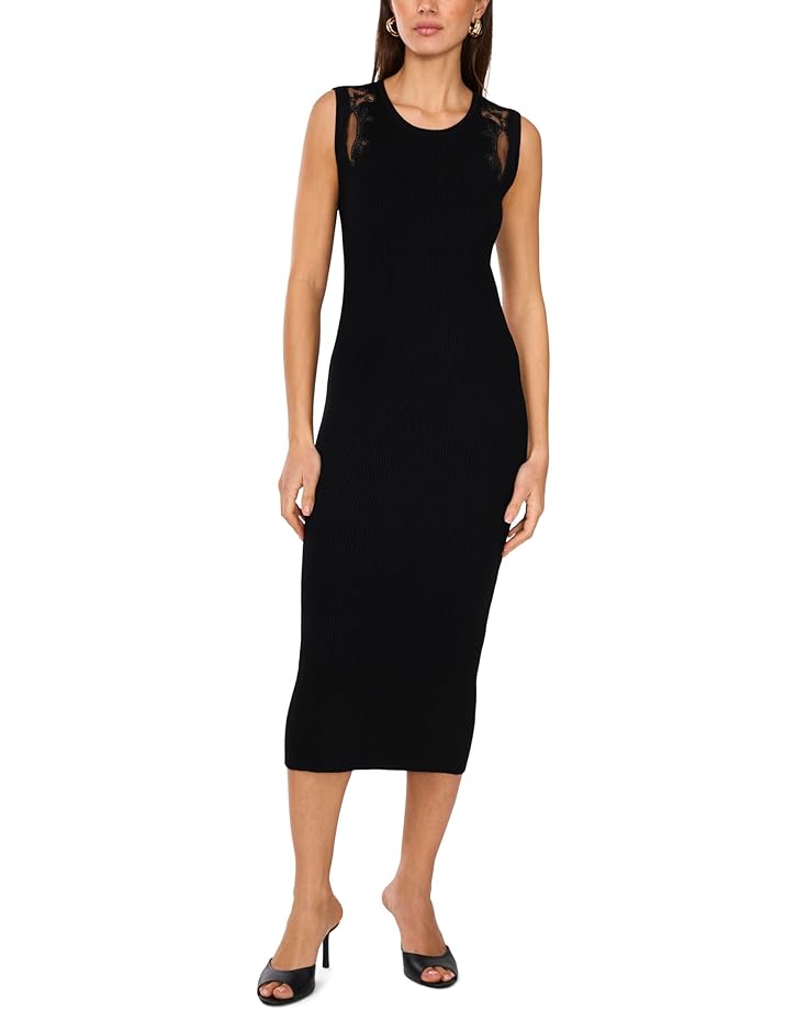

Платье Vince Camuto Crew Neck Tank Dress With Embroidery Mesh, цвет Rich Black