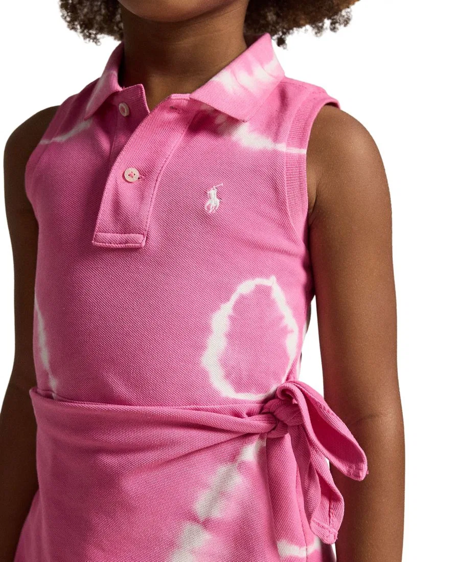 Детское платье-поло из сетчатой ткани с эффектом тай-дай, размеры 2T-6X Polo Ralph Lauren, розовый — фото 3