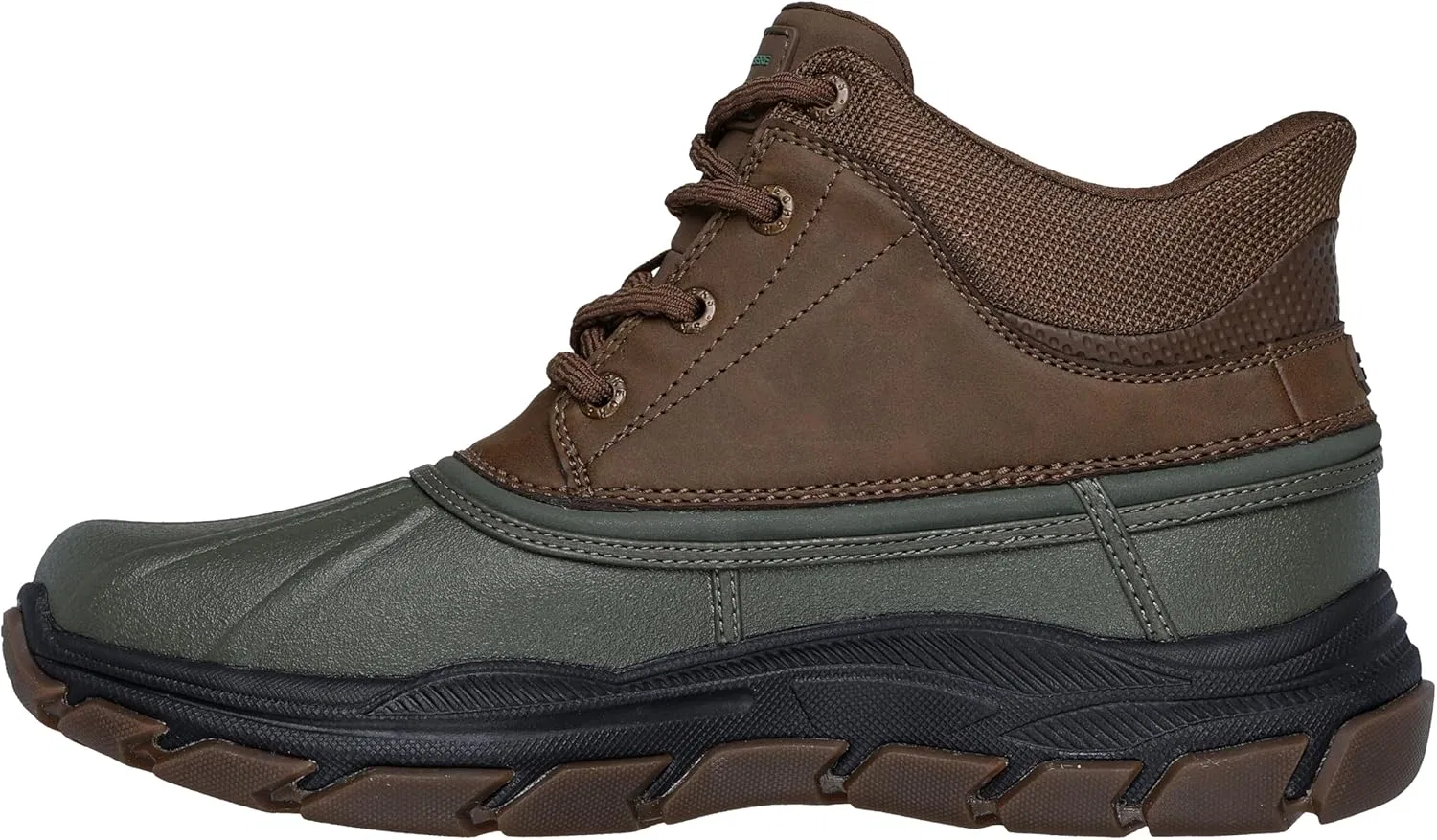 Резиновые ботинки Skechers Respected Swamper для мужчин, Olive Leather Duraleather Brown Trim — фото 2