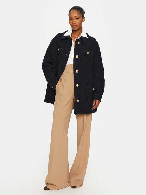 Шерстяное пальто стандартного кроя WW0WW43762 Tommy Hilfiger, синий — фото 2
