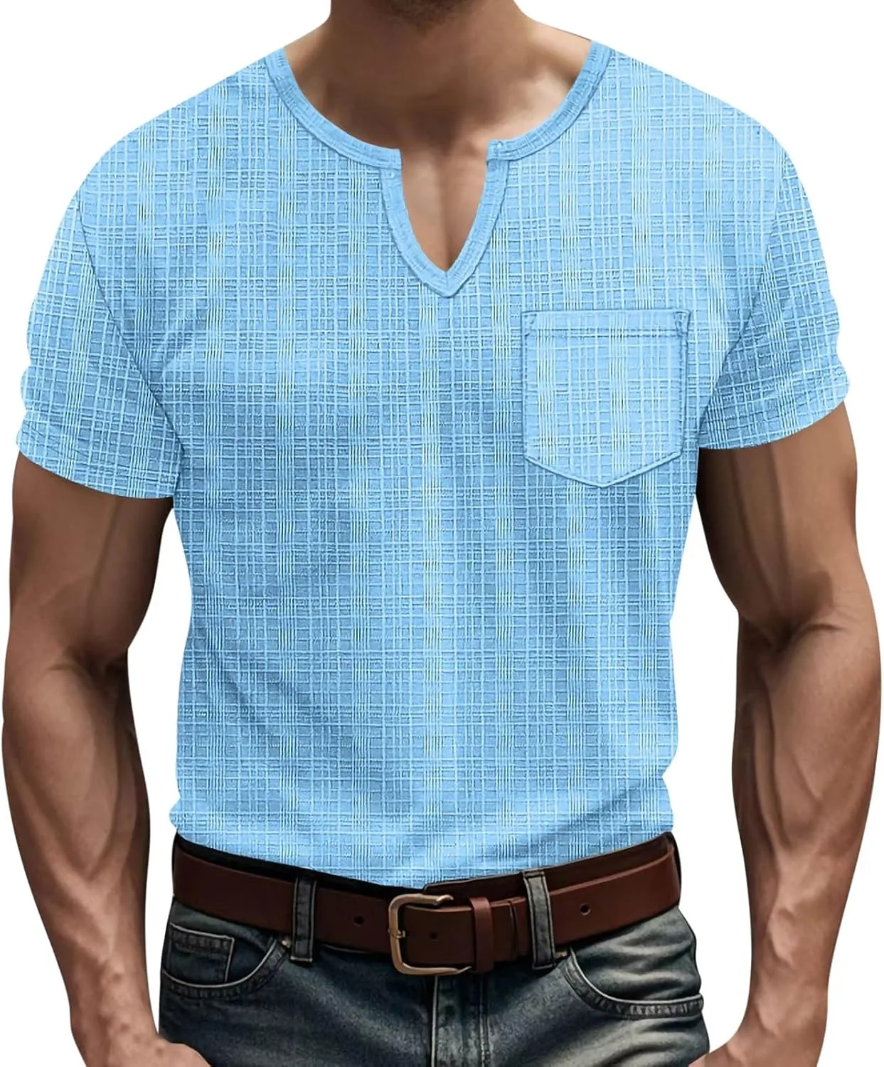 

Мужская футболка с v-образным вырезом casual slim fit