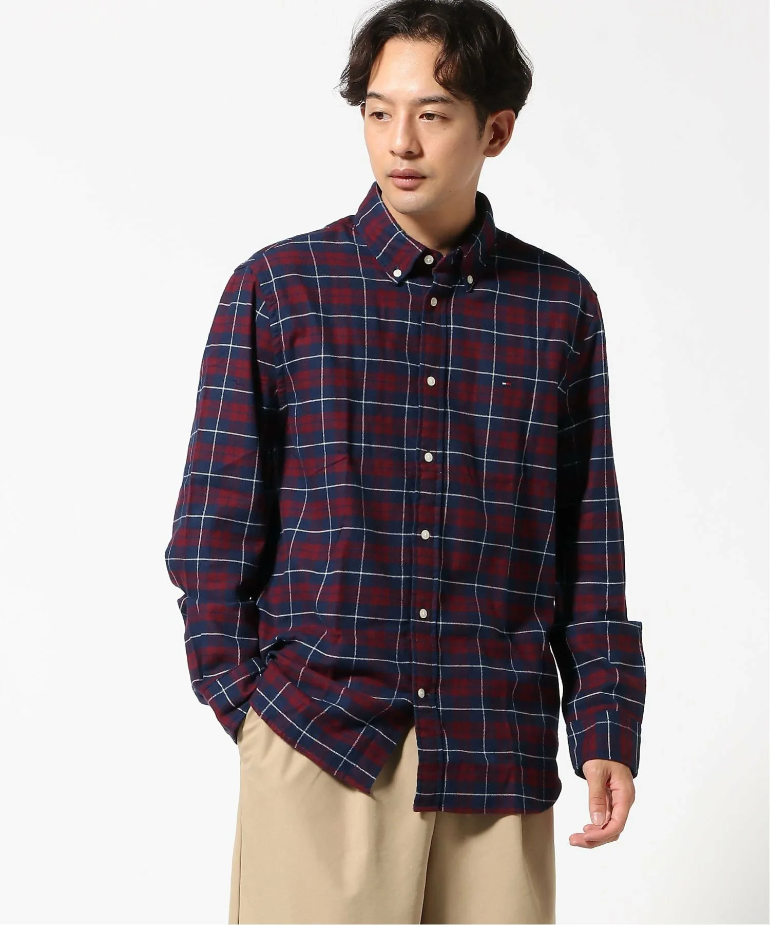 Рубашка TOMMY HILFIGER в клетку "ласточкин хвост" (M), Navy x Red — фото 3