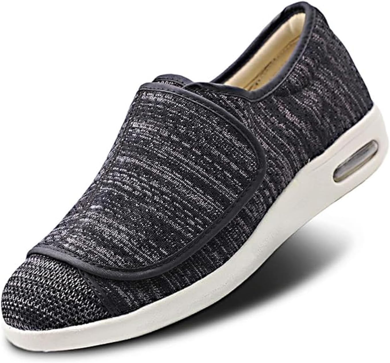 

Мужские диабетические туфли с дополнительной шириной, легко надеваются и снимаются, кроссовки для ходьбы с воздушной подушкой и дышащей сеткой, поддержка для пожилых мужчин, при отеках ног, отеке, плантарном фасциите, светло-серые No Brand, черн...