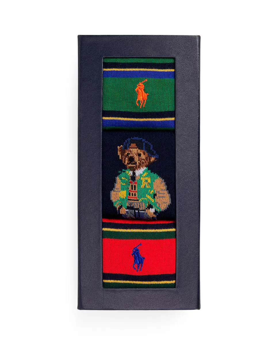 

В упаковке 3 пары коротких мужских носков с принтом Polo Ralph Lauren, мультиколор