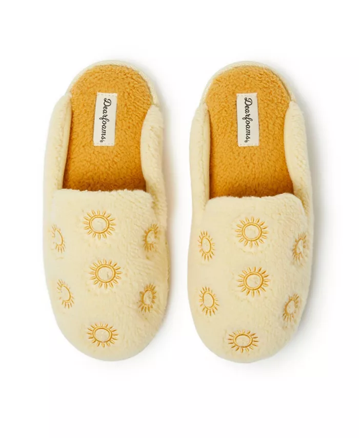 Женские тапочки-шлепанцы с новогодней елкой и мишкой Dearfoams, желтый — фото 3