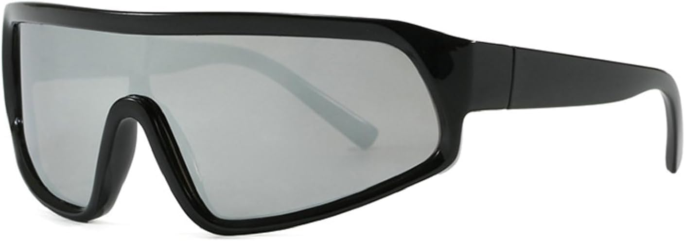 

Солнцезащитные очки-маска с обтекаемой формой для мужчин и женщин, модель 2025, роскошные цельные квадратные солнцезащитные очки, модные спортивные очки mincl, Black Silver