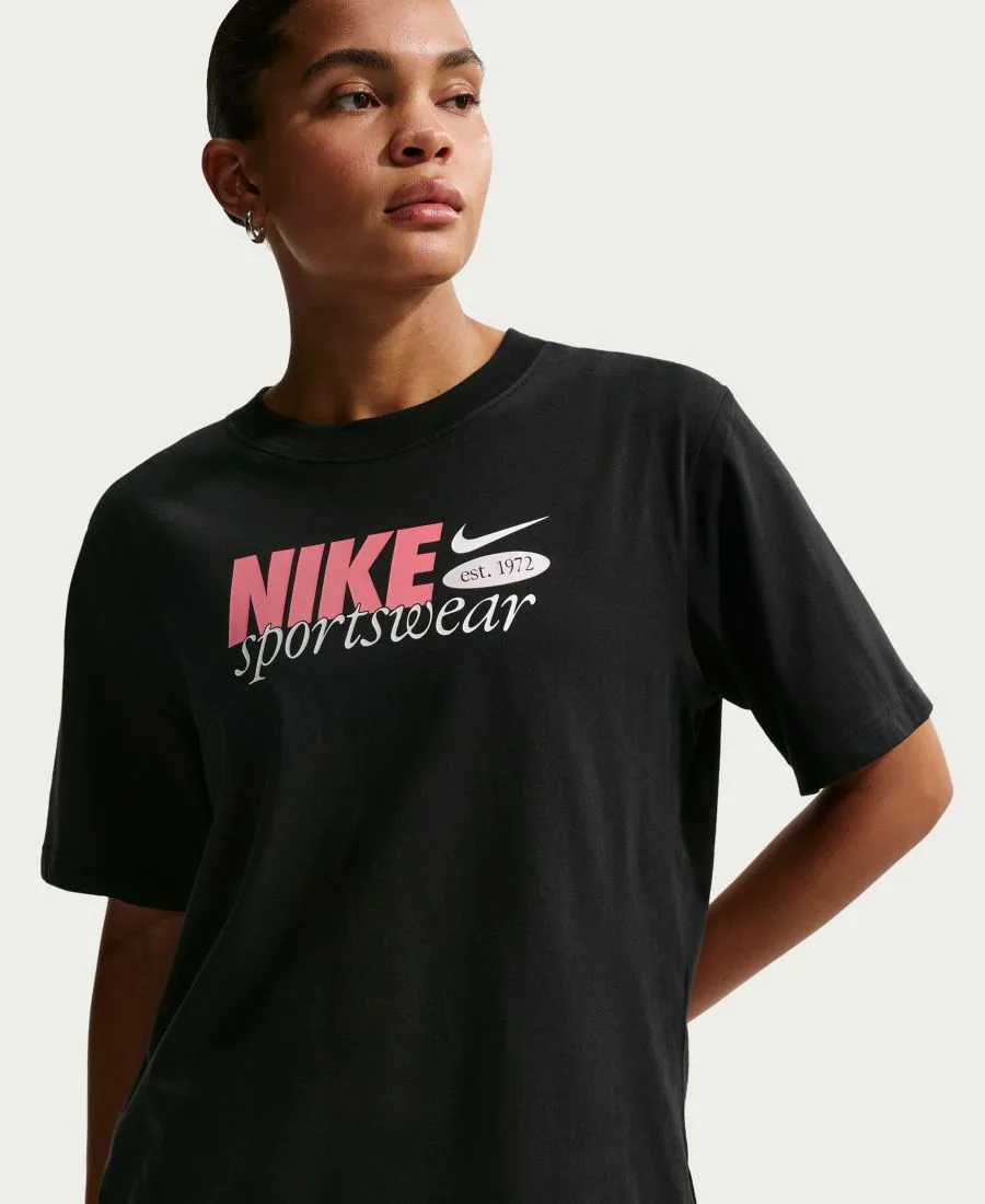 Женская свободная футболка с круглым вырезом Nike, черный