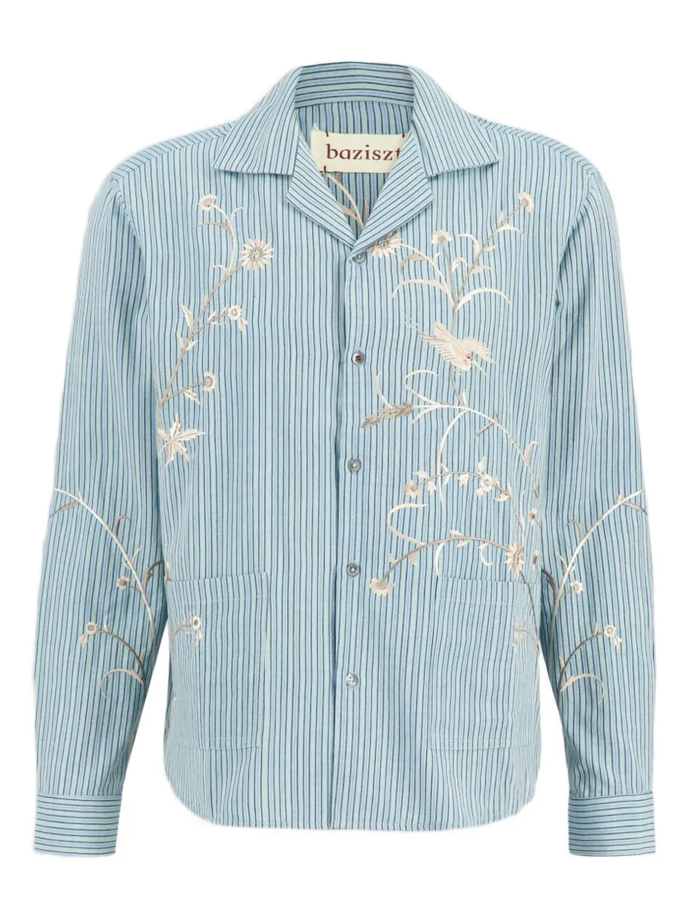 

Полосатая рубашка Saba с вышивкой Baziszt, синий