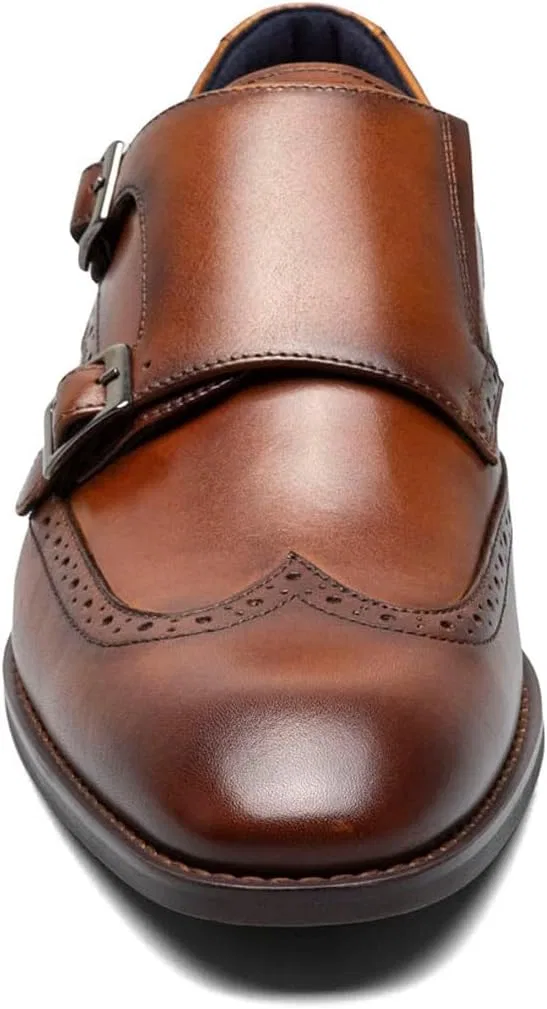 Туфли Stacy Adams Karson Wingtip Double Monk Strap Monk Buckle Shoe, коньячный — фото 3