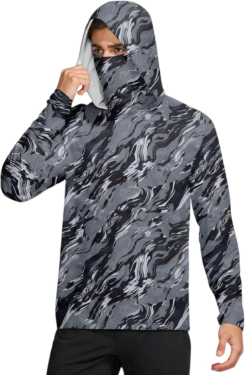 

Мужская толстовка с длинным рукавом для защиты от солнца UPF 50+ с маской