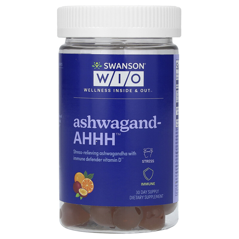 

Swanson WIO, Ashwagand-AHHH, маракуйя и апельсин, 60 жевательных таблеток