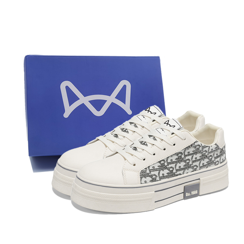 

MIIOW Антискользящие износостойкие низкие скейтерские кроссовки мужские - бежево-серые [Коробка], цвет Beige Gray[Box]