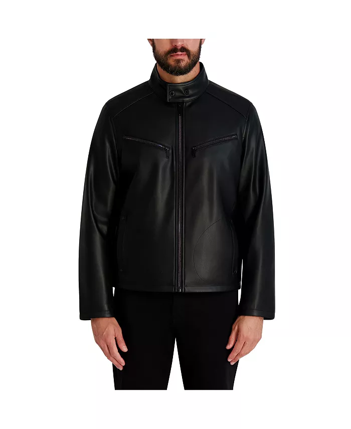 

Парижский мужской жакет с круговой строчкой из искусственной кожи Karl Lagerfeld, черный