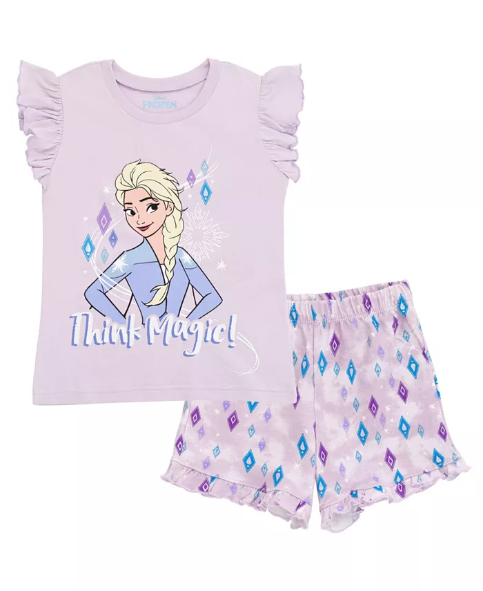 

Футболка и шорты из френч-терри Disney Princess Moana Belle Minnie Mouse Nightmare Before Christmas для детей от малышей до подростков Frozen, фиолетовый