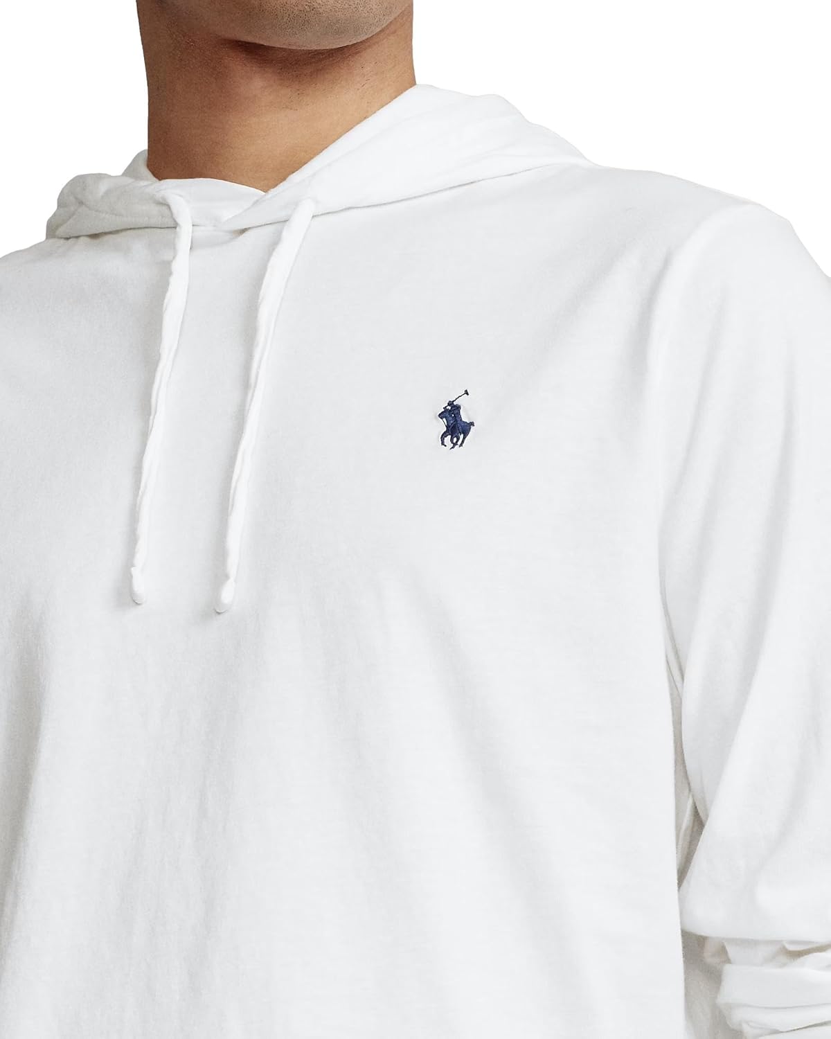 Мужская футболка POLO RALPH LAUREN Classic Fit Soft Touch с длинным рукавом, Hooded Polo White — фото 4