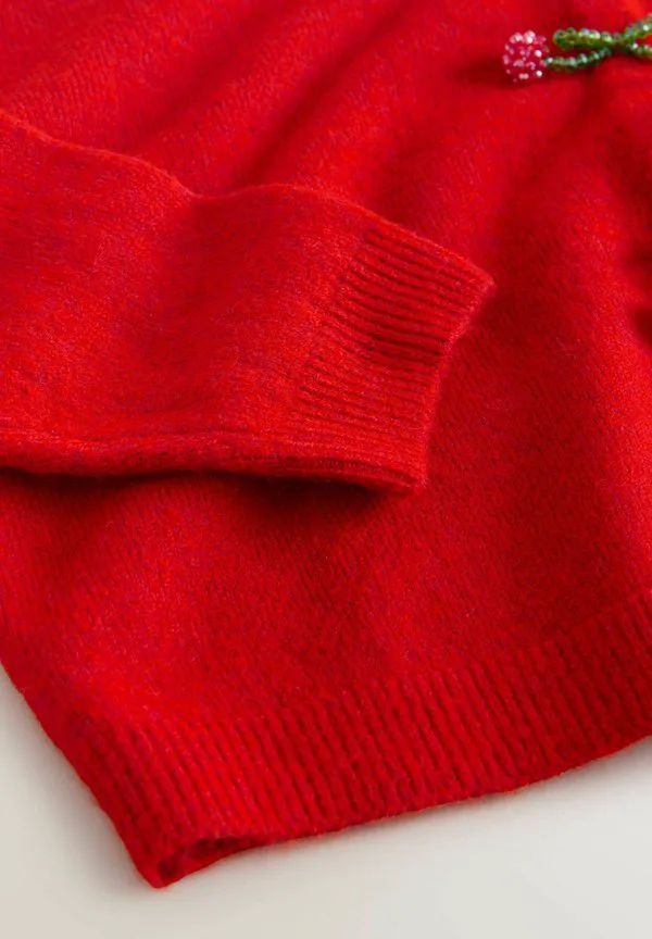 Кардиган с круглым вырезом и стандартным кроем Next, Red Cherry Buttons — фото 3