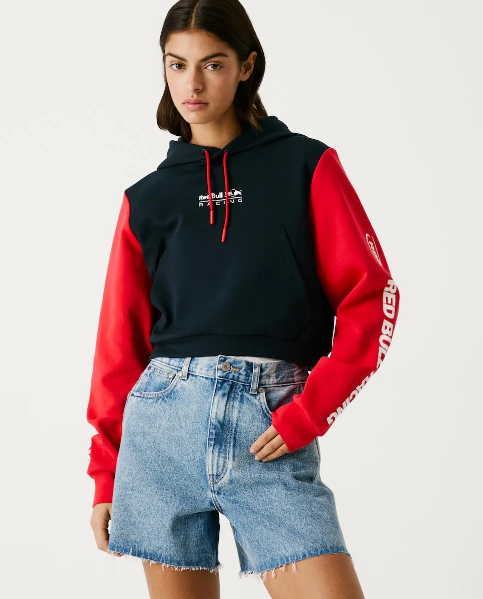 

Женская толстовка с капюшоном в стиле колор-блок Pepe Jeans, тёмно-синий