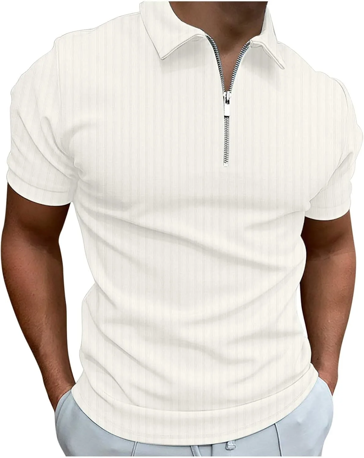 

Muscularfit летняя рубашка-поло с коротким рукавом, рифленая, свободного кроя