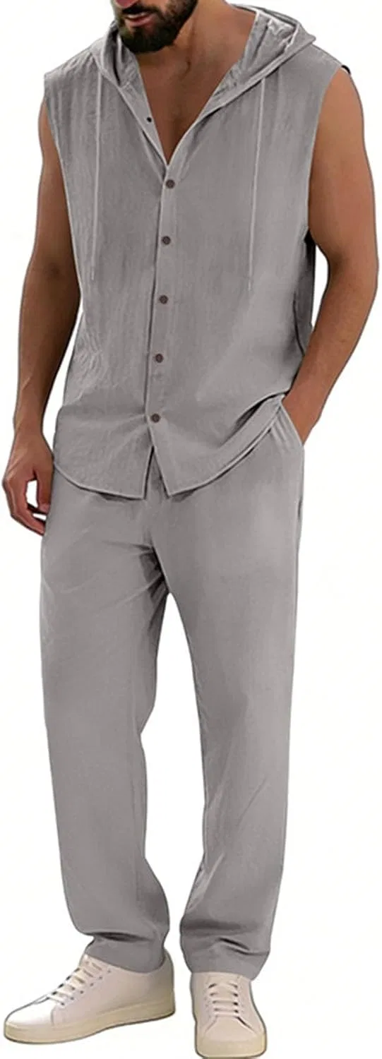 Спортивный костюм мужской безрукавка и штаны, Dark Gray — фото 3