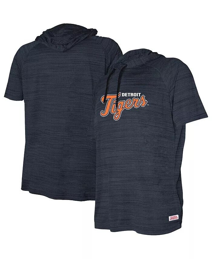 

Толстовка с капюшоном с коротким рукавом Big Boys Heather Navy Detroit Tigers Raglan Stitches