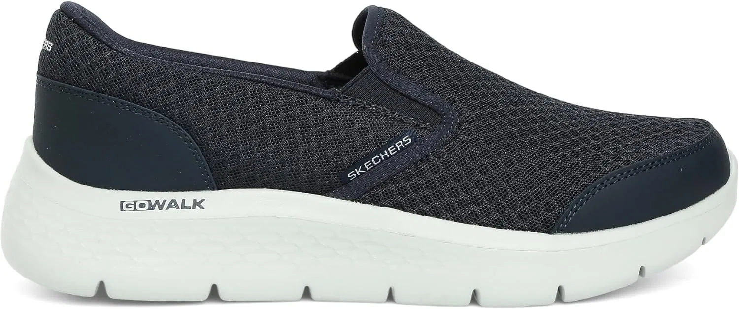 Мужские слипоны Skechers Gowalk Flex-Athletic, повседневные кроссовки с технологией Air Cooled Foam, Navy Textile Navy Leather Navy Trim — фото 2