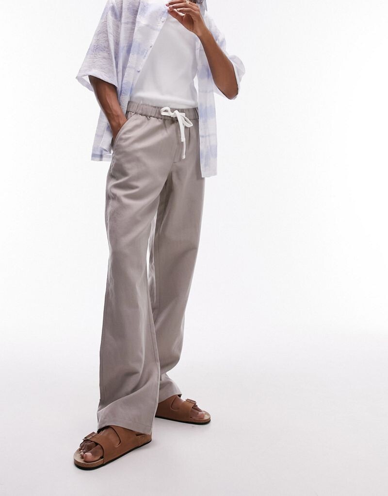 

Прямые льняные брюки Topman