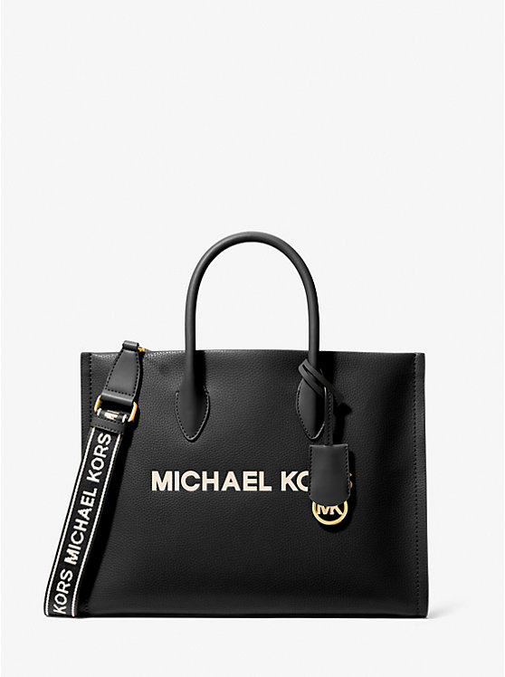 

Сумка-Тоут Mirella среднего размера из шагреневой кожи Michael Kors, черный