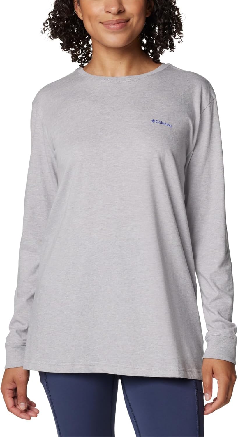 

Columbia Womens North Cascades футболка с длинным рукавом, Columbia Grey Heather/Linear Drifts