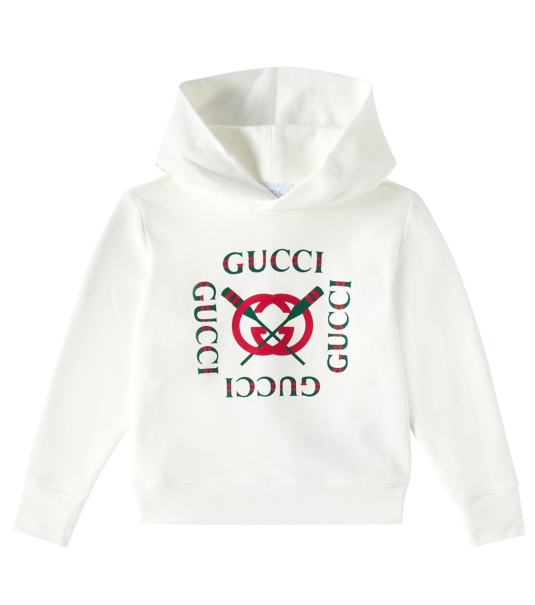 

Хлопковый худи с принтом логотипа Gucci Kids, New White/Mc