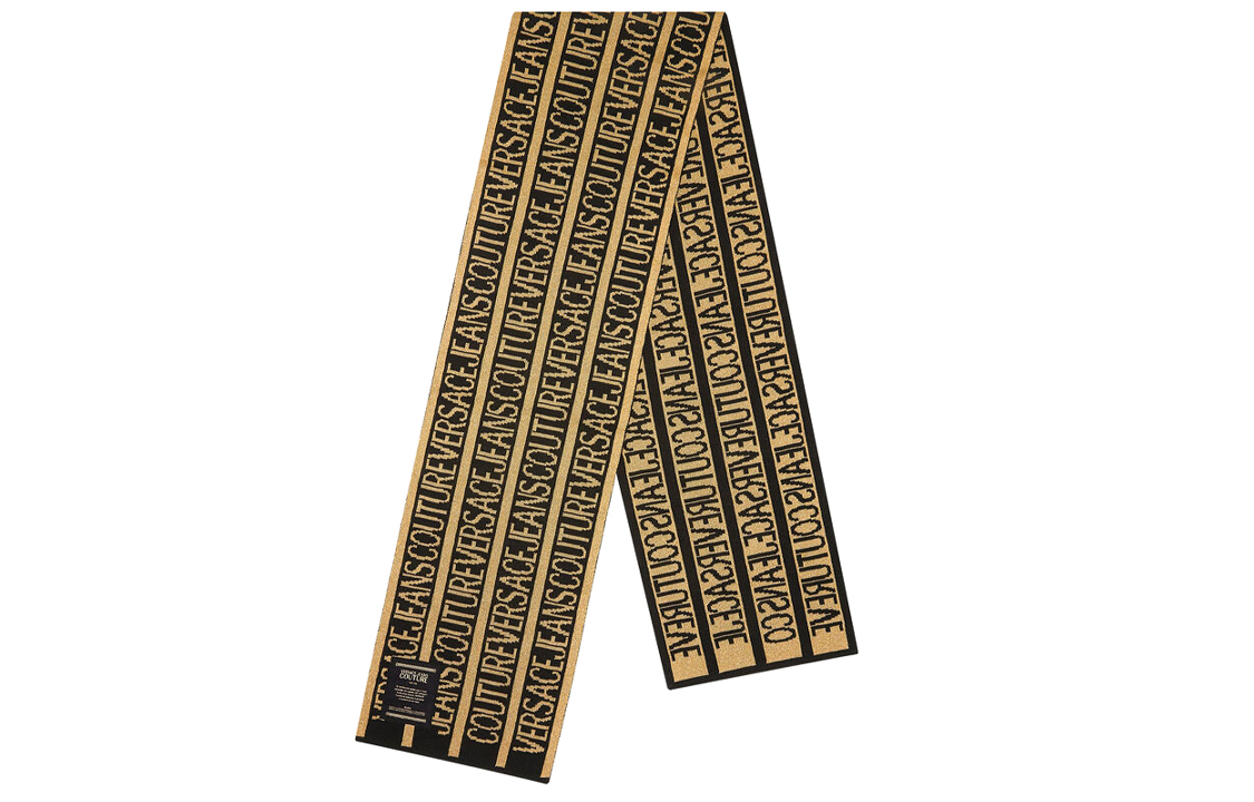 

VERSACE JEANS COUTURE Вязаный шарф мужской с черным принтом, Black Print