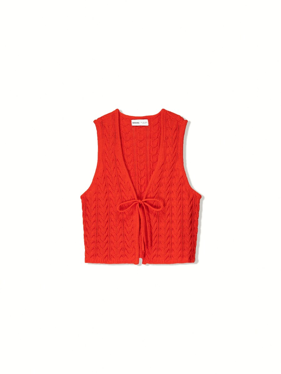 

Вязаный жилет Bershka, цвет Orange red