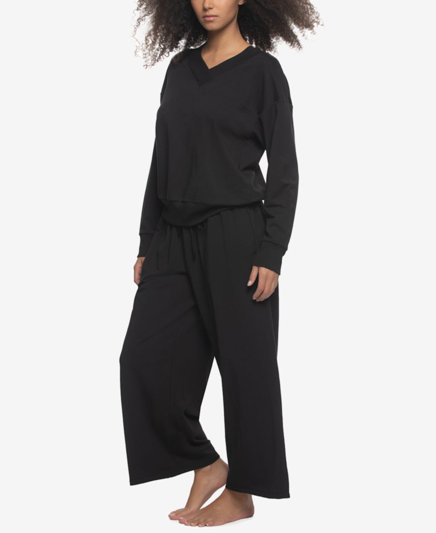 

Женская толстовка Kimora из французского трикотажа с V-образным вырезом и широкими штанинами Felina, Black