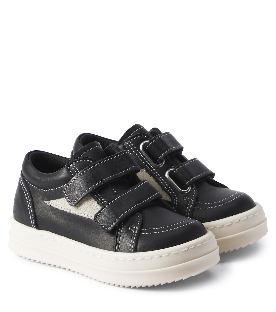 

Детские кожаные кроссовки Rick Owens Kids, Black/Milk/Milk