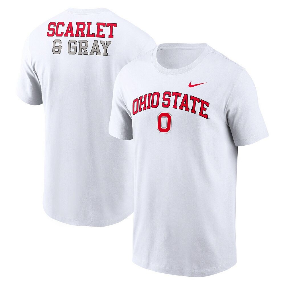 

Мужская белая футболка Nike Ohio State Buckeyes Blitz 2-Hit, цвет Osu White