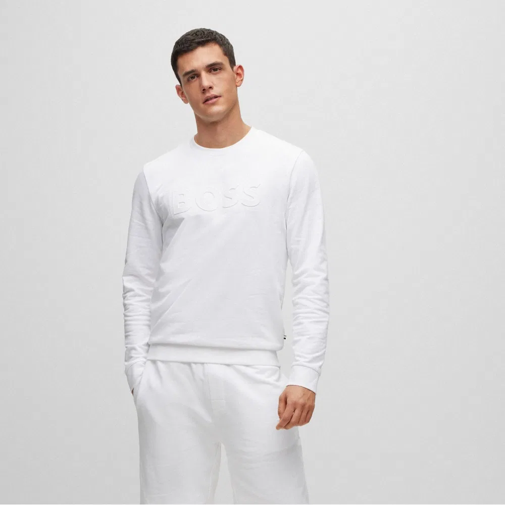 Мужской свитшот Embossed Logo белый от Boss — фото 2