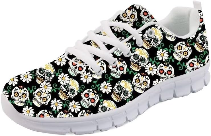 

Женские беговые кроссовки Forchrinse с принтом скелета в стиле тай-дай, унисекс, с черепом, для ходьбы, спорта, модные повседневные и спортивные обувь, Hippie Skeleton Floral