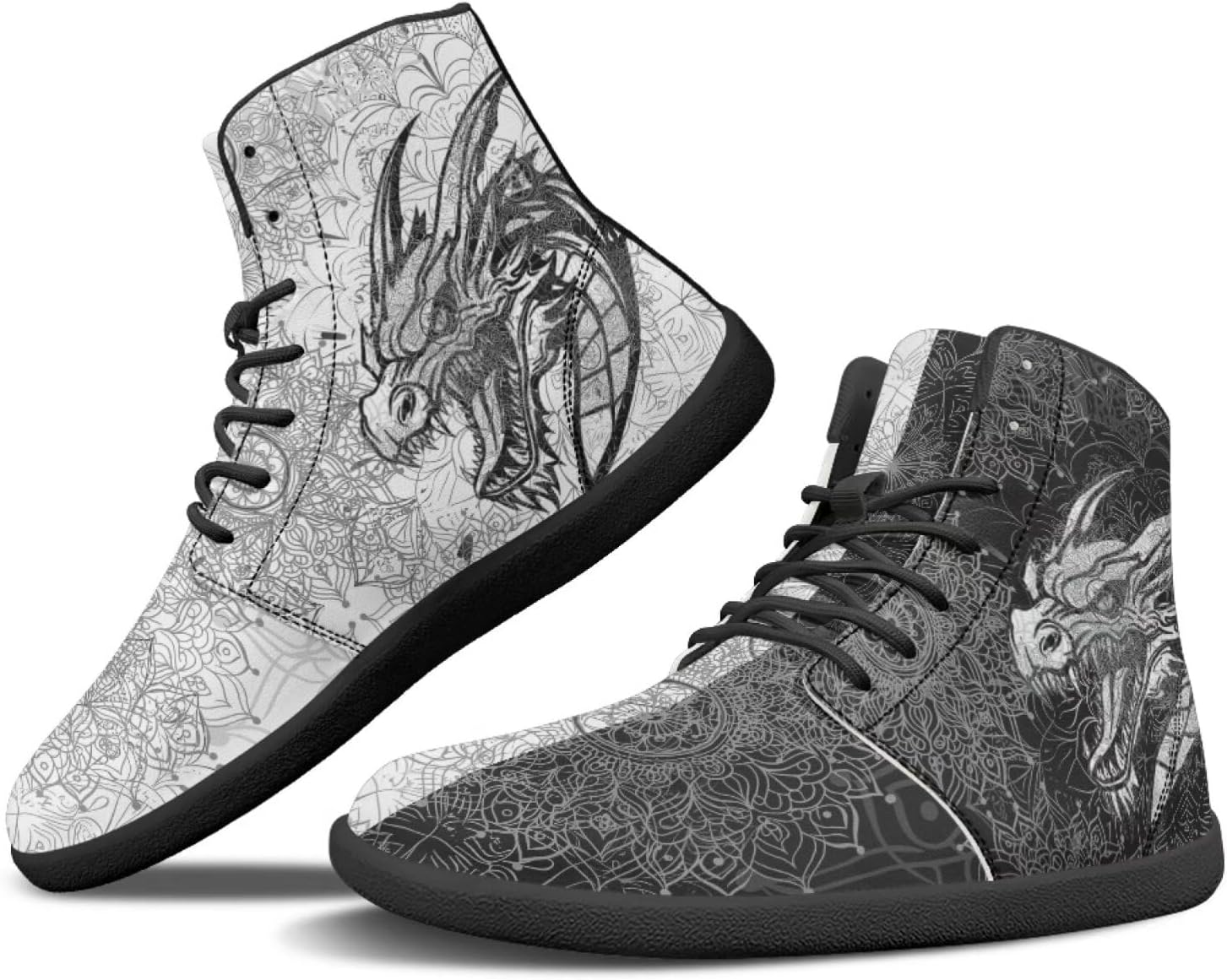 

Мужские сандалии Howilath Boho Mandala с животным принтом, обувь, кроссовки с широкой носочной частью, высокие кеды, минималистичные кроссовки с нулевым перепадом, Mandala Dragon