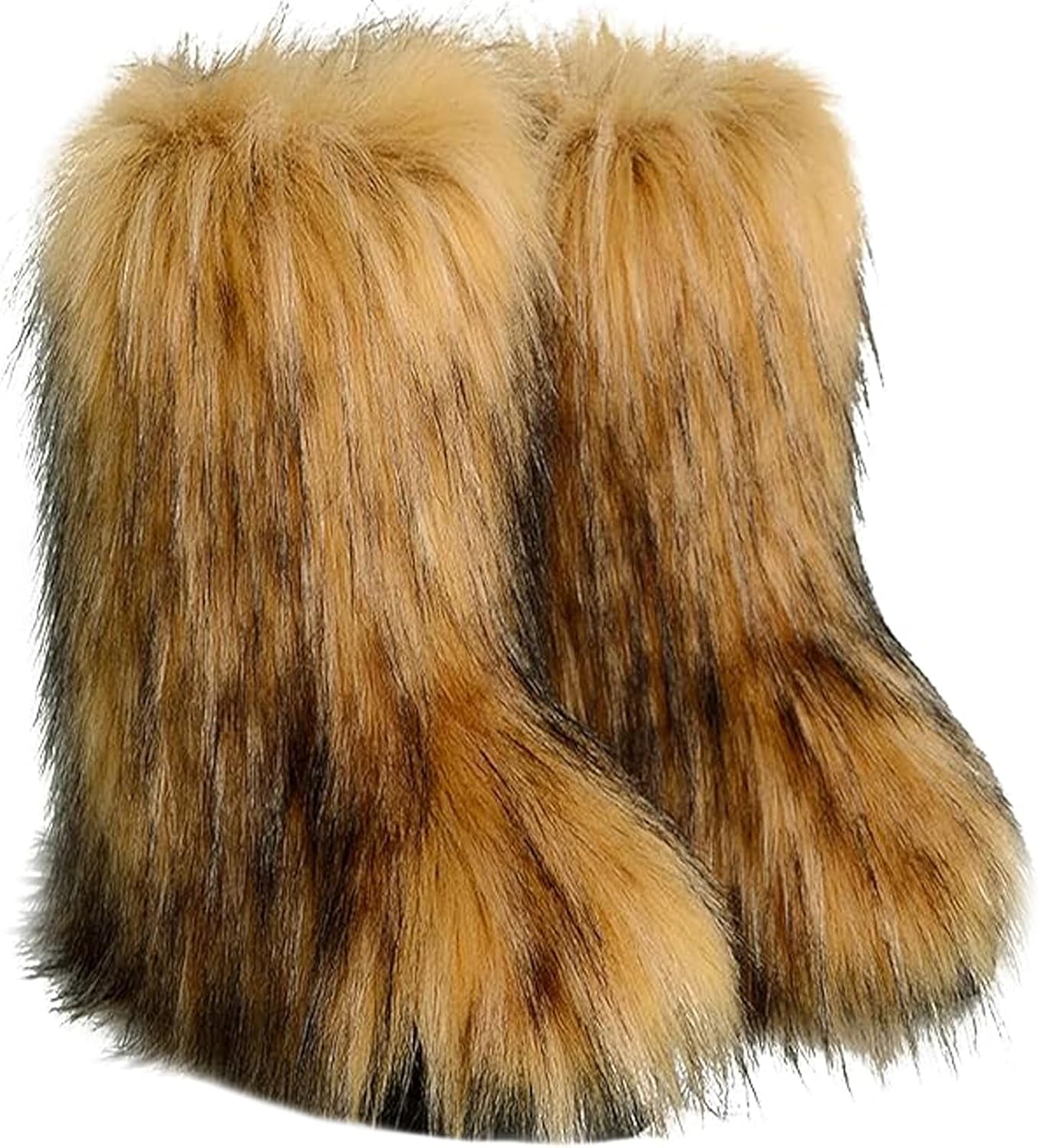 

Детские меховые сапоги для девочек, теплые зимние сапоги с искусственным мехом, средней длины, на плоской подошве Nwstesle, коричневый