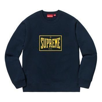 

Свитер warm up crewneck 'navy yellow' Supreme, синий