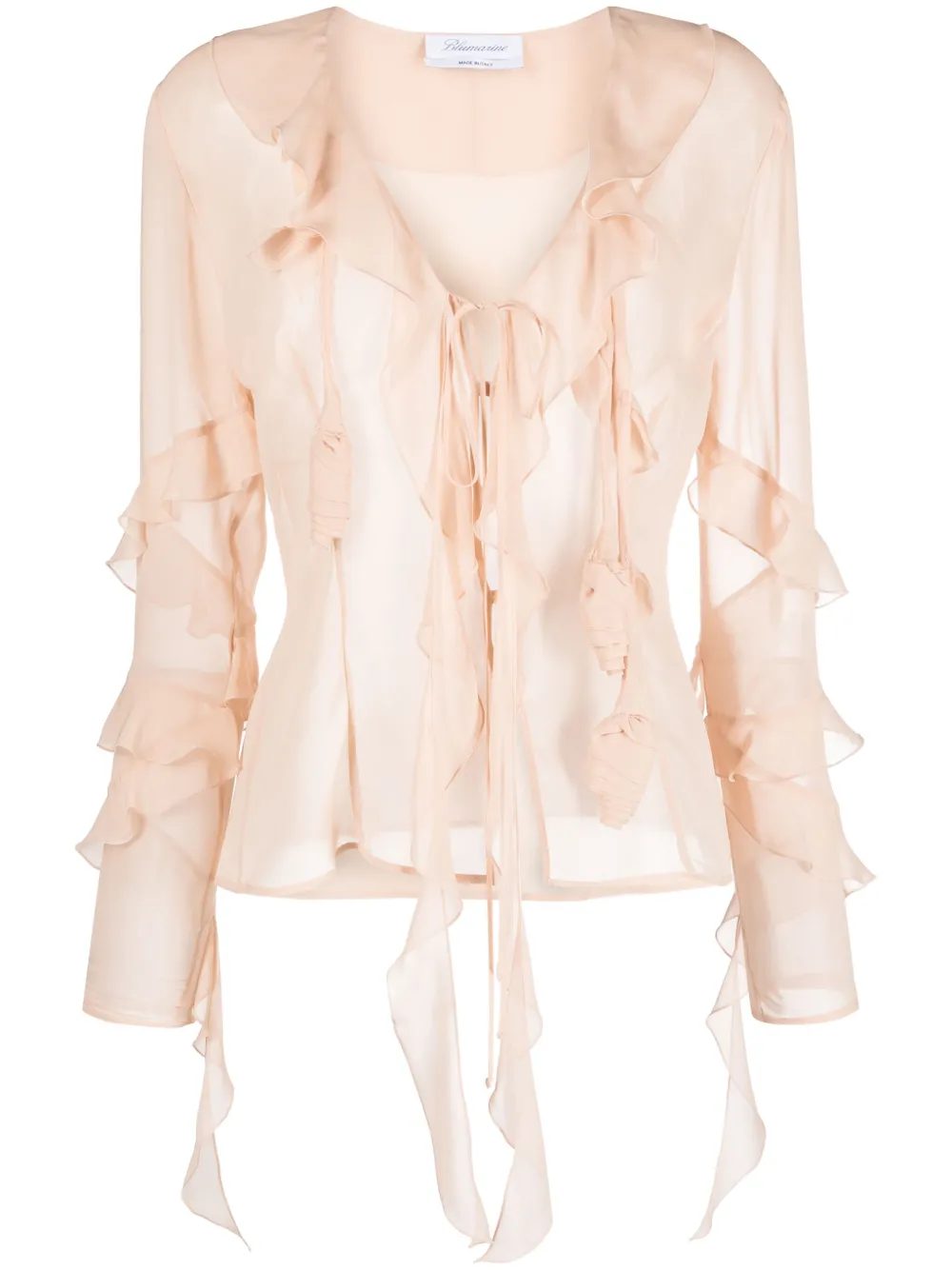 

Шелковая блузка с оборками BLUMARINE, розовый