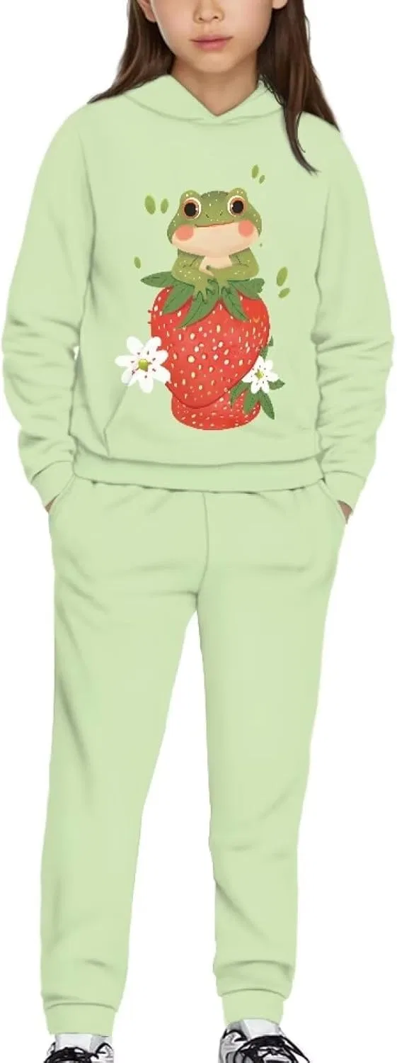 Детский спортивный костюм YECARYPOD, толстовка и джоггеры, цвет Frog Strawberry