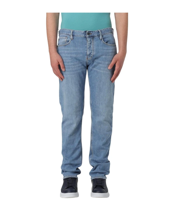 

Повседневные джинсы с эффектом потертости Emporio Armani, синий