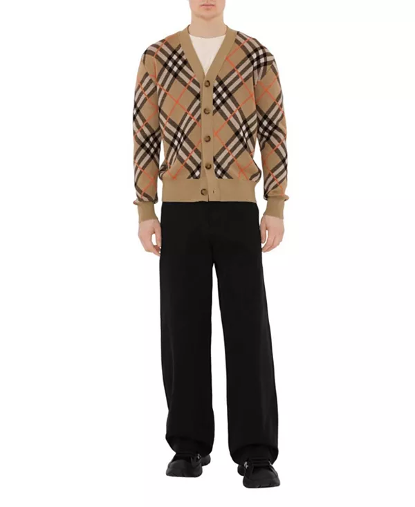 

Кардиган из шерсти и мохера в клетку Burberry, бежевый