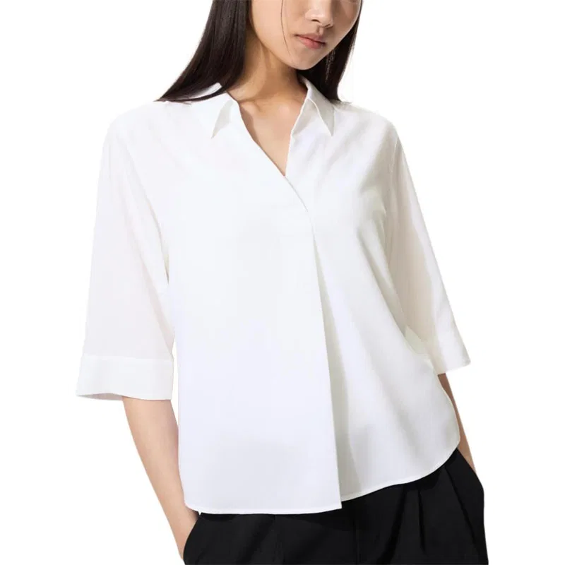 Блуза Uniqlo Rayon Skipper 7/8 Sleeves, 00 белый