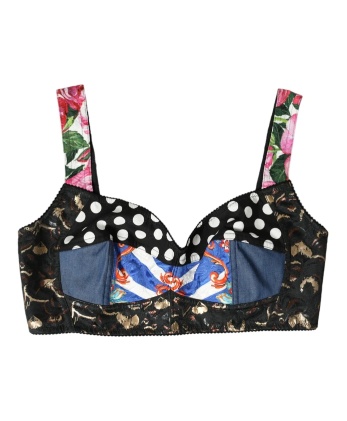 

Укороченный топ с цветочным принтом в стиле пэчворк Dolce & Gabbana, мультиколор