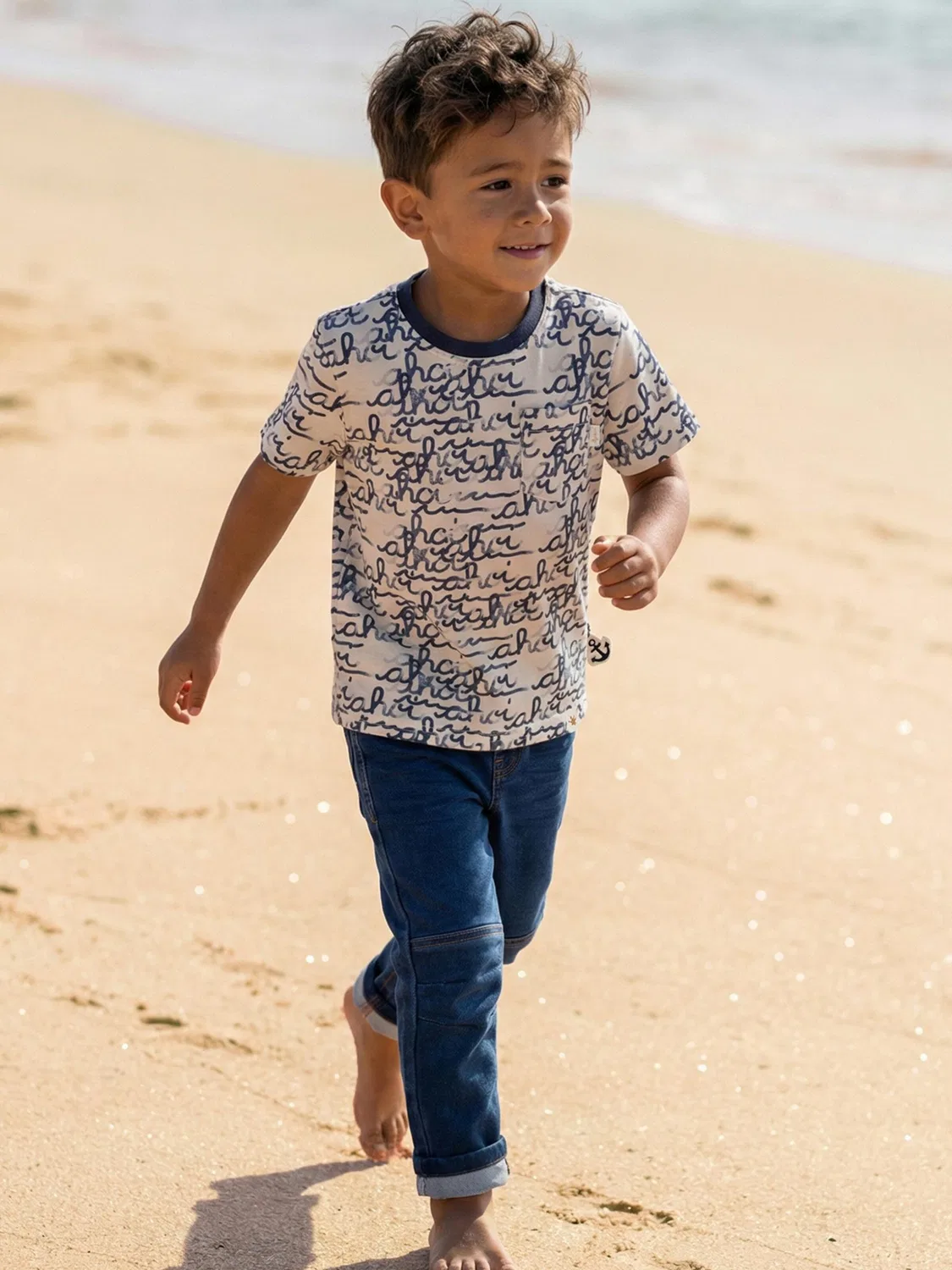 Футболка Sigikid T-Shirt Ahoi Little Pirate бежевого цвета — фото 2