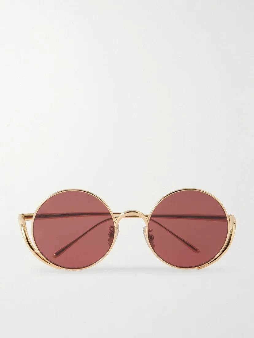 Солнцезащитные очки с круглой оправой золотистого цвета LOEWE EYEWEAR, золотой