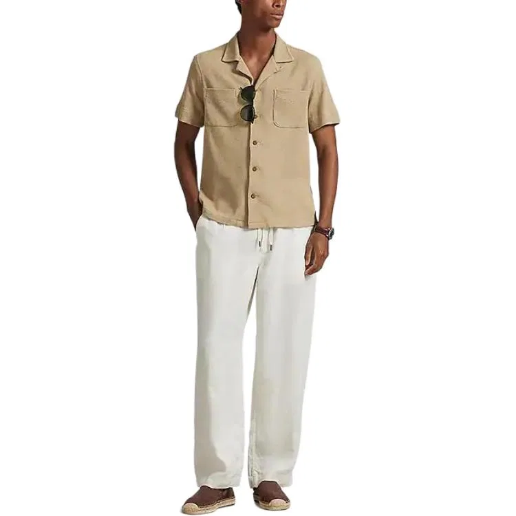 Рубашка Straight Fit мужская Polo Ralph Lauren бежевая — фото 3